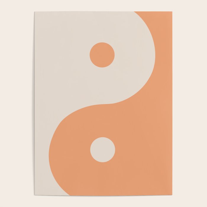 Orange Cream Yin Yang Peace Minimal Poster Gallery Image 4