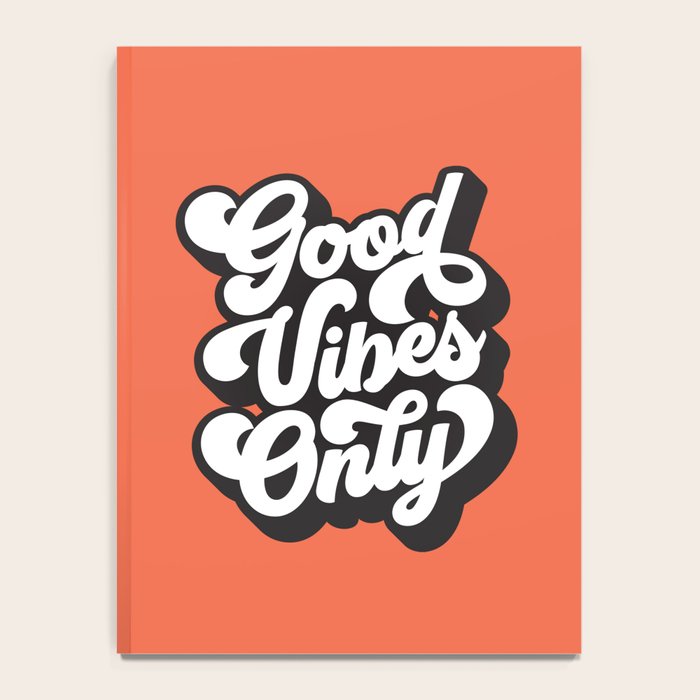 GOOD VIBES ONLY orange red black and white Notebook Gallery Image 4