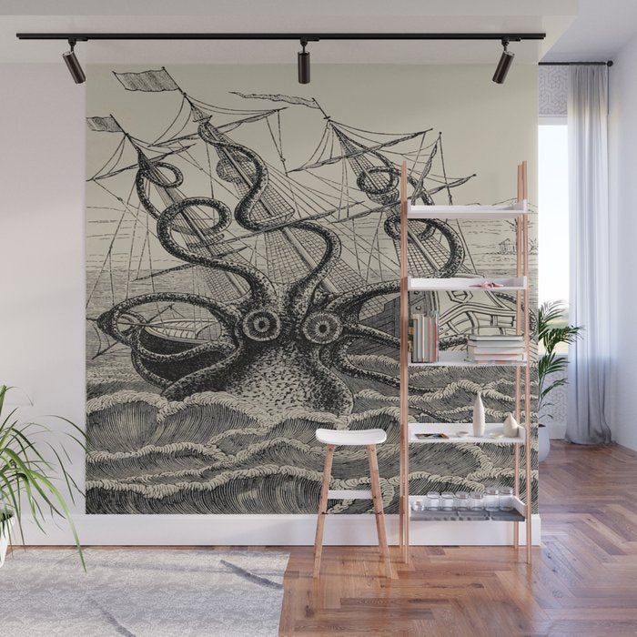 The octopus; or, The âDevil-fishâ - Henry Lee - 1875 Giant Octopus Sinking Ship Wall Mural Gallery Image 1