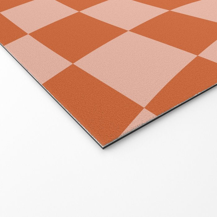 Warped Check Pattern Pumpkin Peach Welcome Mat Gallery Image 2