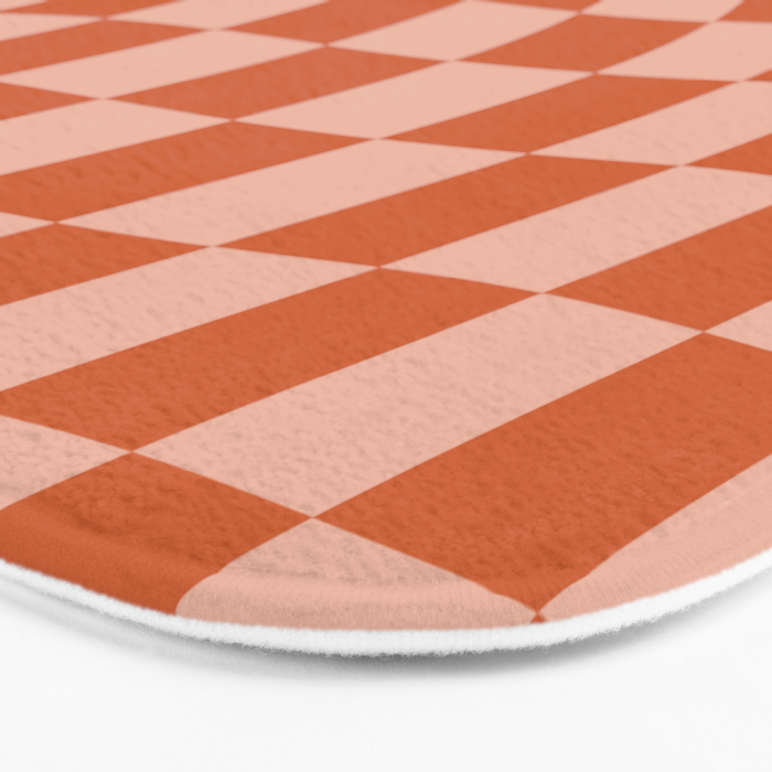 Warped Check Pattern Pumpkin Peach Bath Mat Gallery Image 3