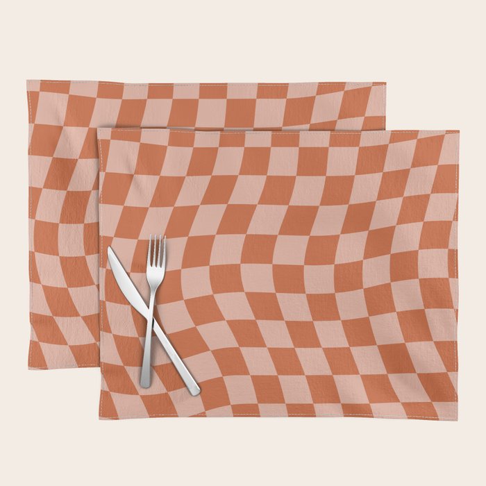 Warped Check Pattern Pumpkin Peach Placemat Gallery Image 1
