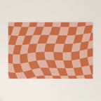 Warped Check Pattern Pumpkin Peach Welcome Mat Gallery Image 1