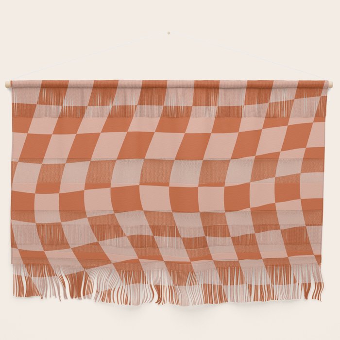 Warped Check Pattern Pumpkin Peach Wall Hanging Gallery Image 1
