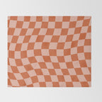 Warped Check Pattern Pumpkin Peach Throw Blanket Gallery Image 2