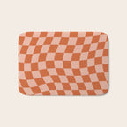 Warped Check Pattern Pumpkin Peach Bath Mat Gallery Image 1