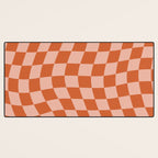 Warped Check Pattern Pumpkin Peach Desk Mat Gallery Image 3