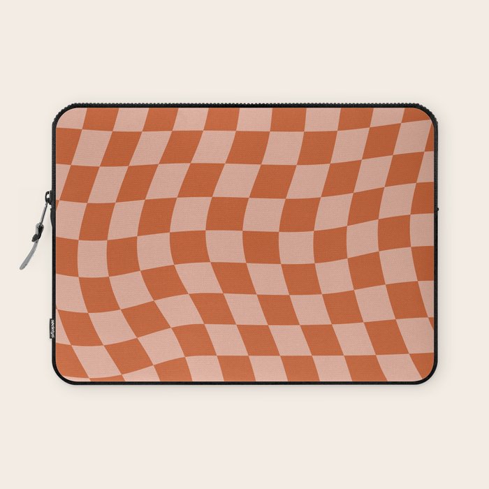 Warped Check Pattern Pumpkin Peach Laptop Sleeve Gallery Image 1