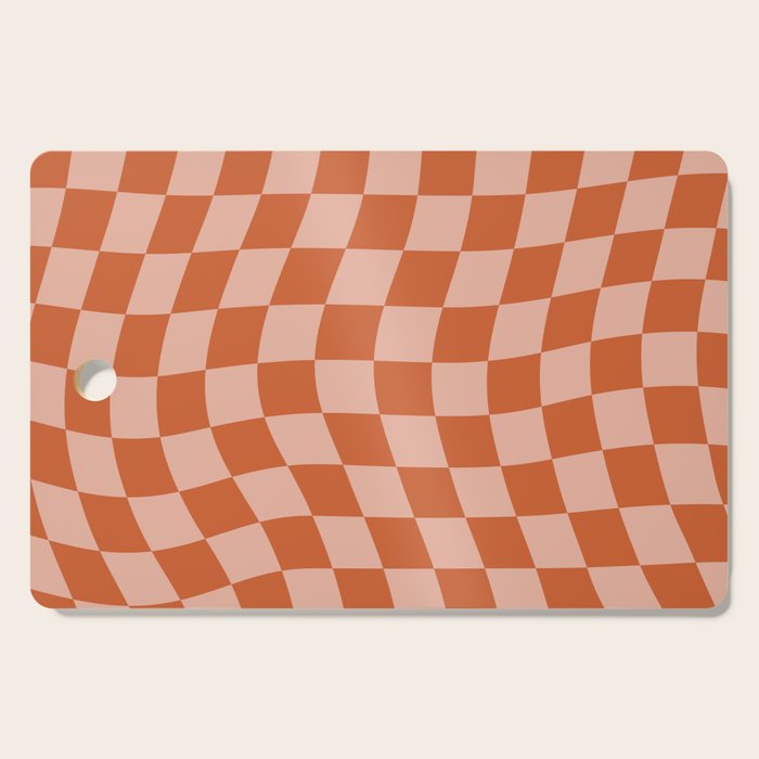 Warped Check Pattern Pumpkin Peach Cutting Board Gallery Image 1