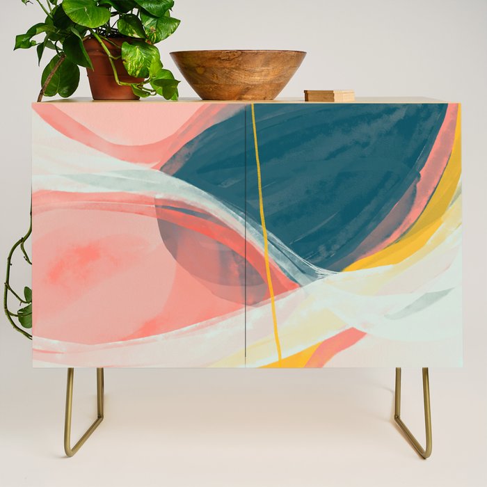 White Streams Through Pastel Shores | Abstract Shapes Design Credenza Gallery Image 1