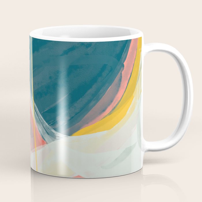 White Streams Through Pastel Shores | Abstract Shapes Design Coffee Mug Gallery Image 1