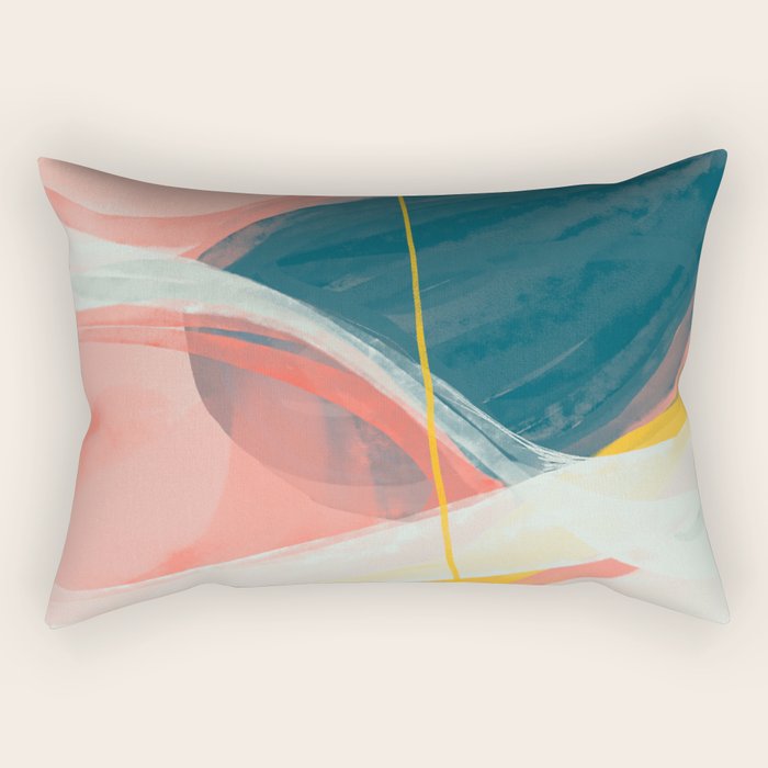 White Streams Through Pastel Shores | Abstract Shapes Design Rectangular Pillow Gallery Image 1