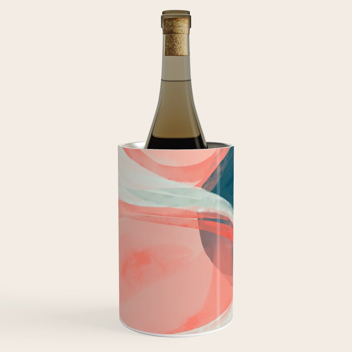 White Streams Through Pastel Shores | Abstract Shapes Design Wine Chiller Gallery Image 2