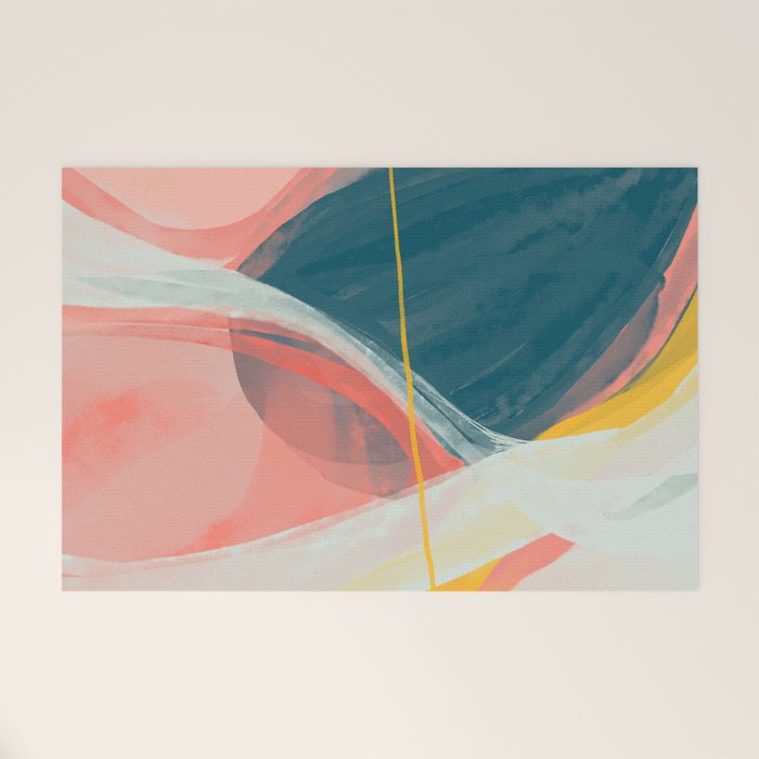White Streams Through Pastel Shores | Abstract Shapes Design Welcome Mat Gallery Image 1