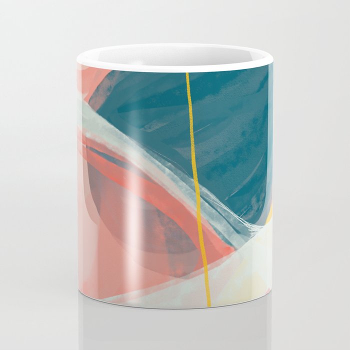 White Streams Through Pastel Shores | Abstract Shapes Design Coffee Mug Gallery Image 4