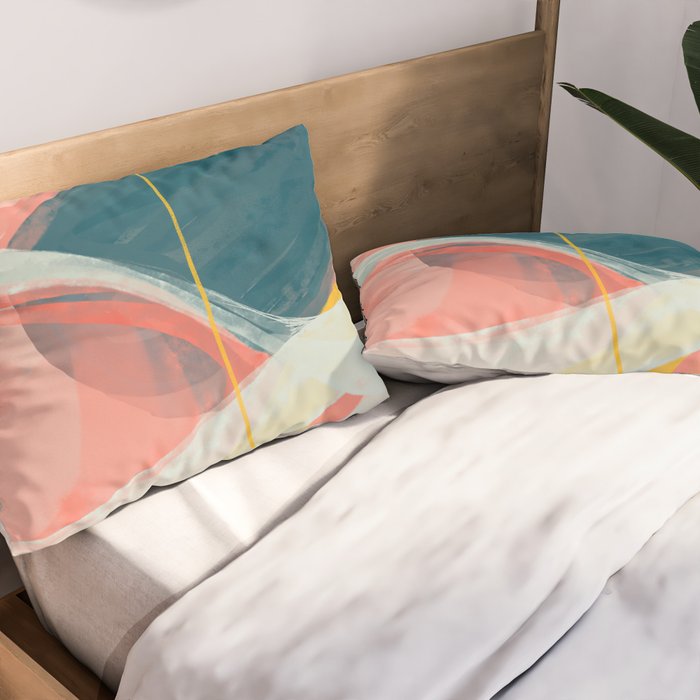 White Streams Through Pastel Shores | Abstract Shapes Design Pillow Sham Gallery Image 2