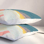 White Streams Through Pastel Shores | Abstract Shapes Design Pillow Sham Gallery Image 3