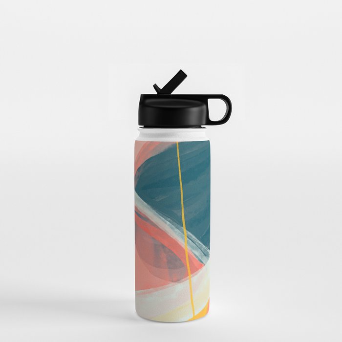 White Streams Through Pastel Shores | Abstract Shapes Design Water Bottle Gallery Image 1
