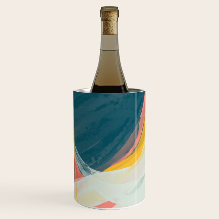 White Streams Through Pastel Shores | Abstract Shapes Design Wine Chiller Gallery Image 3