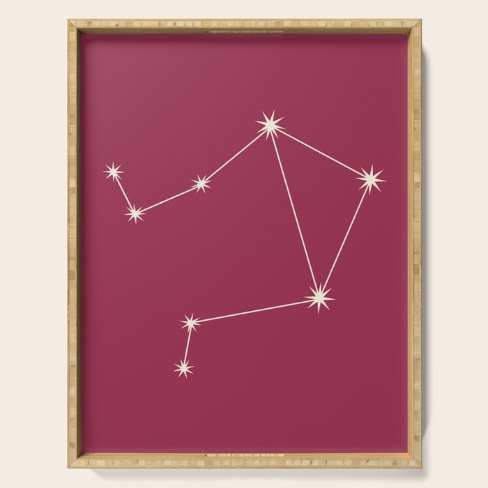Libra Zodiac Star Constellation Line Art Pink Serving Tray Gallery Image 1