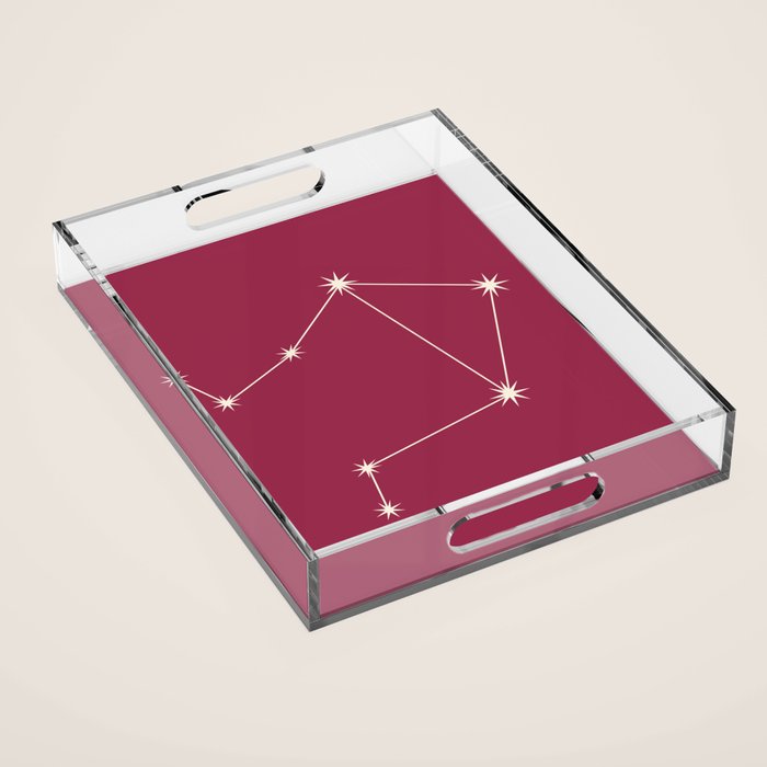 Libra Zodiac Star Constellation Line Art Pink Acrylic Tray Gallery Image 1