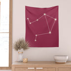 Libra Zodiac Star Constellation Line Art Pink Wall Tapestry Gallery Image 2