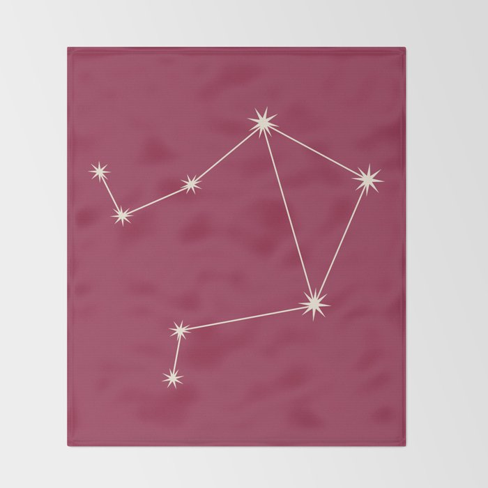 Libra Zodiac Star Constellation Line Art Pink Throw Blanket Gallery Image 2