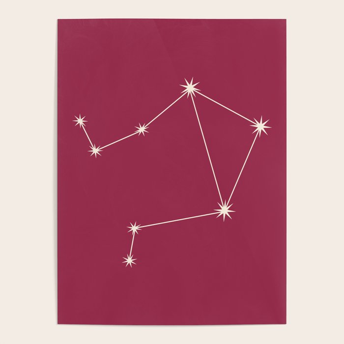 Libra Zodiac Star Constellation Line Art Pink Poster Gallery Image 4