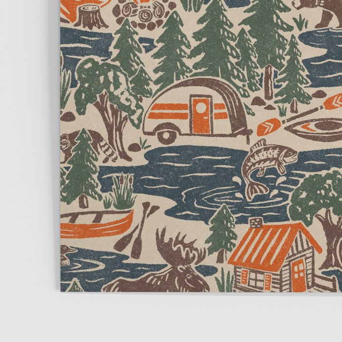 North Country Summer - classic blue, green, brown, and red Poster Gallery Image 3