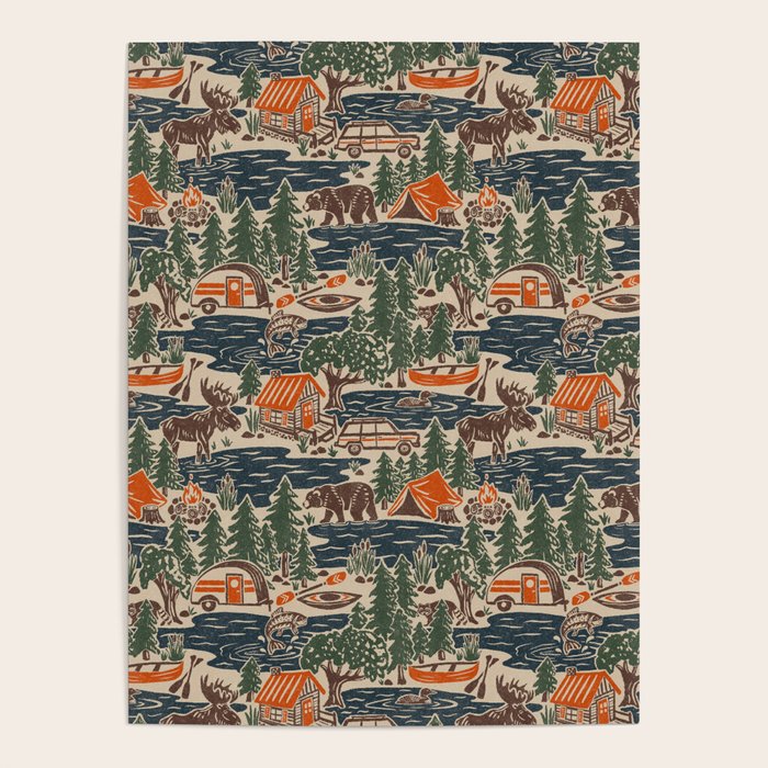 North Country Summer - classic blue, green, brown, and red Poster Gallery Image 4