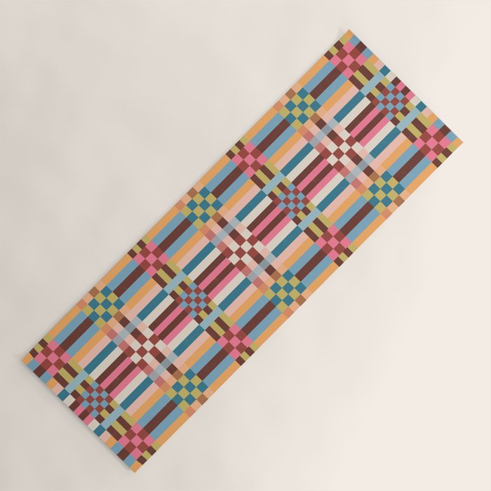 Woven Checks and Stripes Multicolored Yoga Mat Gallery Image 1
