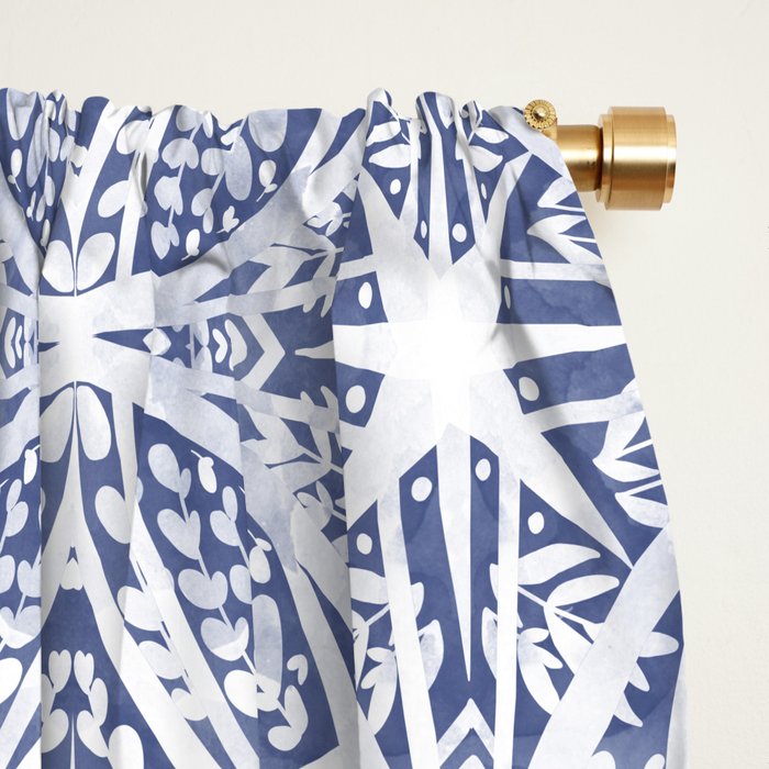 Leaves indigo fantasy tiled 4 Window Curtain Gallery Image 2