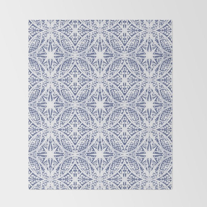 Leaves indigo fantasy tiled 4 Throw Blanket Gallery Image 2