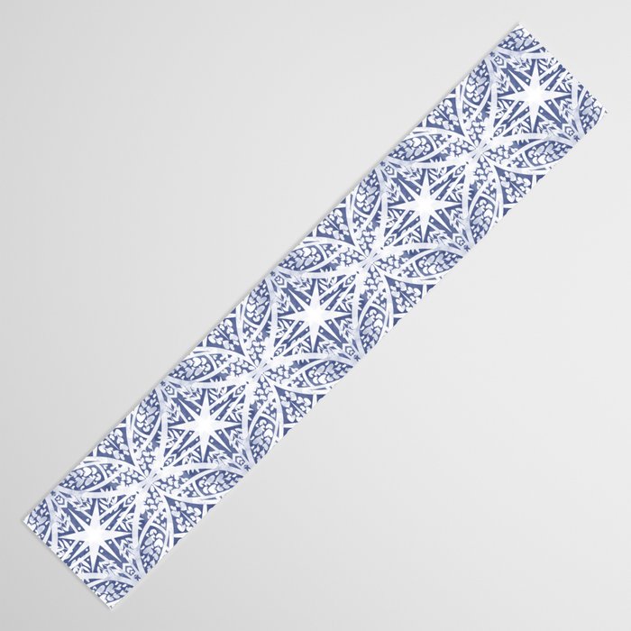 Leaves indigo fantasy tiled 4 Table Runner Gallery Image 3