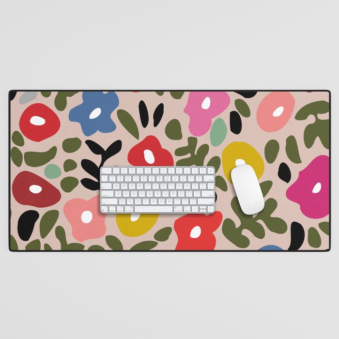 Flower meadow in muted colours Desk Mat Gallery Image 1