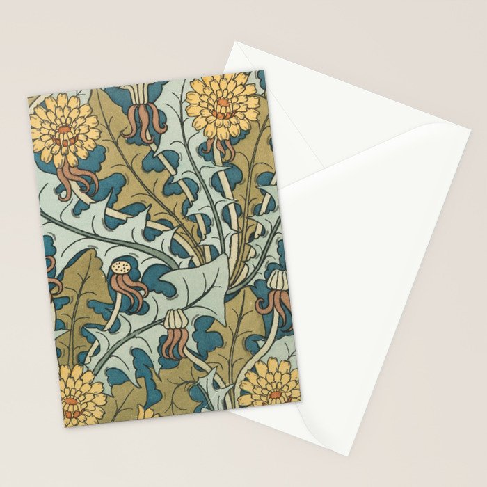 Art Nouveau Dandelion Pattern Stationery Card Gallery Image 2