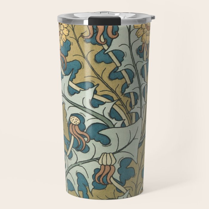 Art Nouveau Dandelion Pattern Travel Mug Gallery Image 1