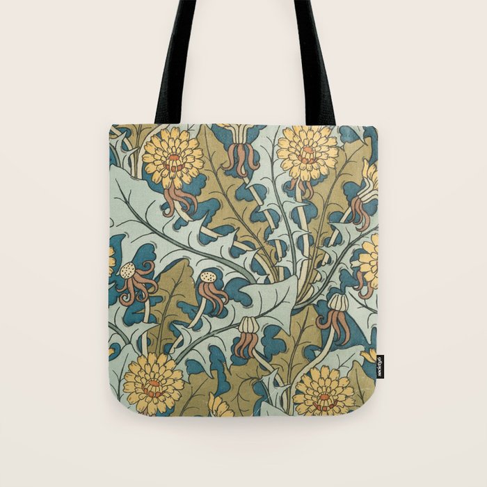 Art Nouveau Dandelion Pattern Tote Bag Gallery Image 1