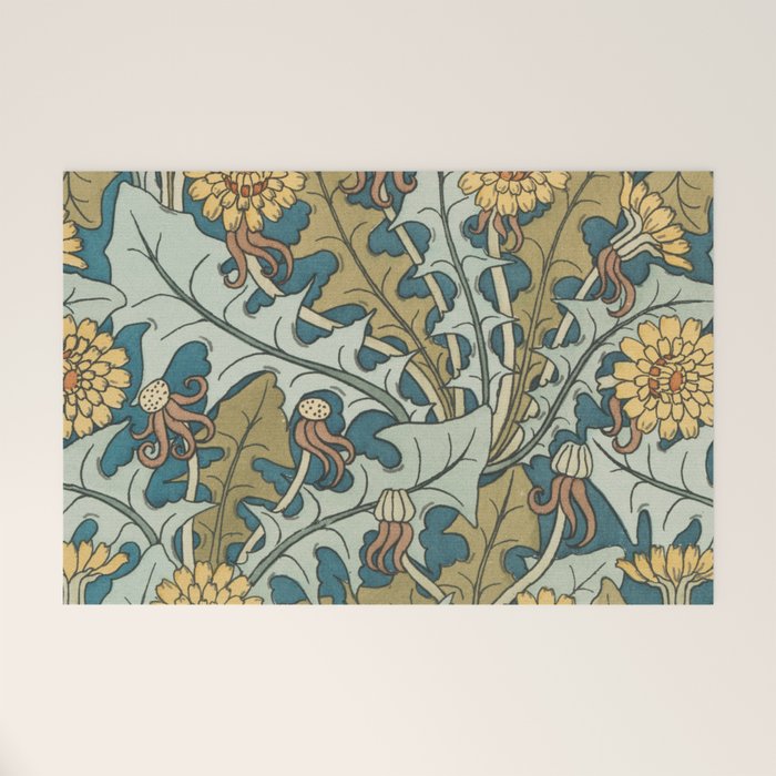 Art Nouveau Dandelion Pattern Welcome Mat Gallery Image 1