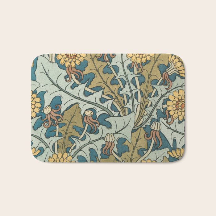 Art Nouveau Dandelion Pattern Bath Mat Gallery Image 1