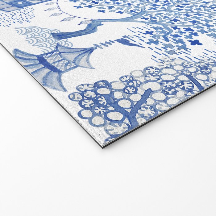 Pagoda Forest Blue and White Welcome Mat Gallery Image 2