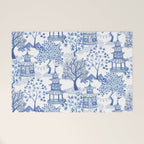Pagoda Forest Blue and White Welcome Mat Gallery Image 1