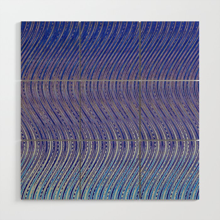Electric Indigo Wave Symphony Wood Wall Art Gallery Image 1