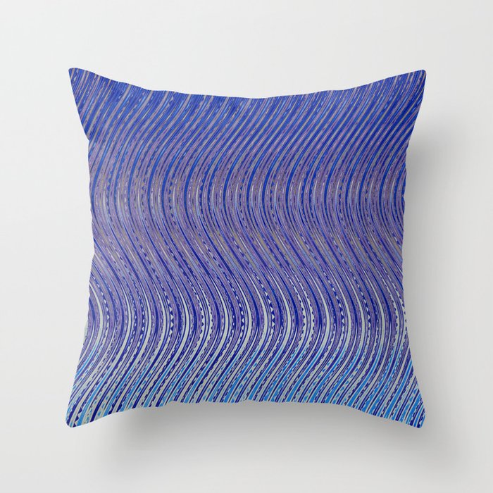 Electric Indigo Wave Symphony Throw Pillow Gallery Image 1