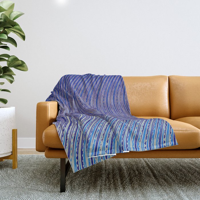 Electric Indigo Wave Symphony Throw Blanket Gallery Image 1