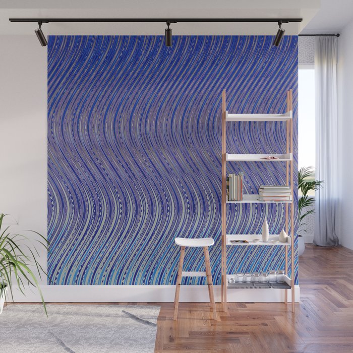 Electric Indigo Wave Symphony Wall Mural Gallery Image 1