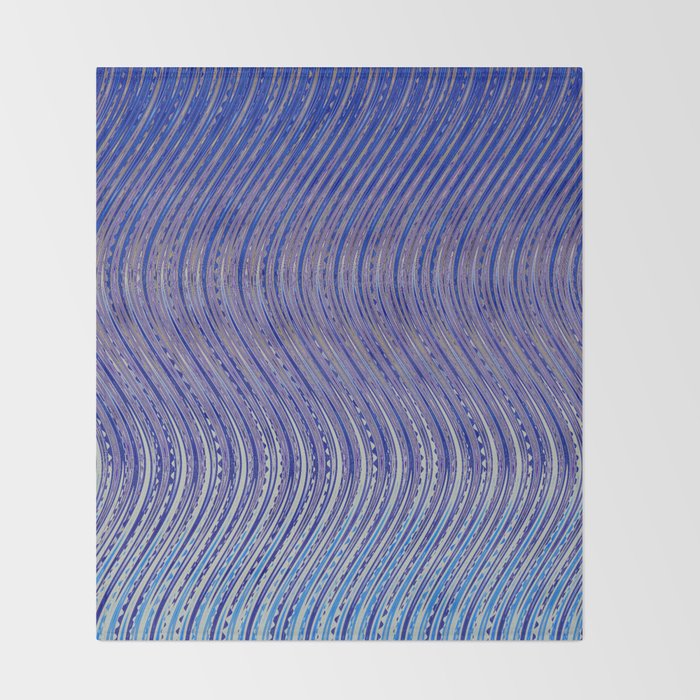Electric Indigo Wave Symphony Throw Blanket Gallery Image 2