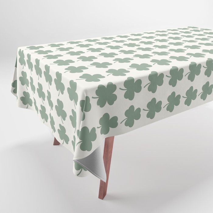 Clovers XXXVI Sage Green Botanical Pattern Tablecloth Gallery Image 1