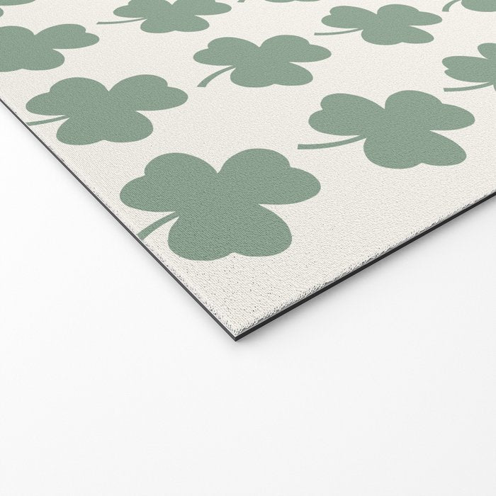 Clovers XXXVI Sage Green Botanical Pattern Welcome Mat Gallery Image 2