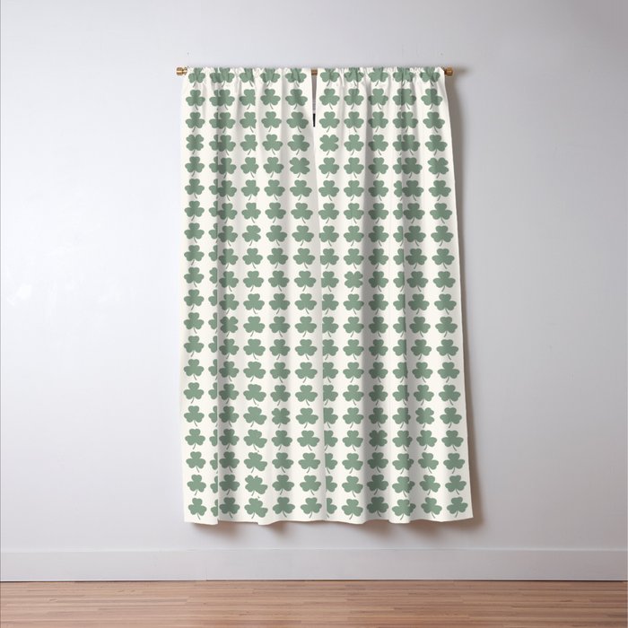 Clovers XXXVI Sage Green Botanical Pattern Window Curtain Gallery Image 3